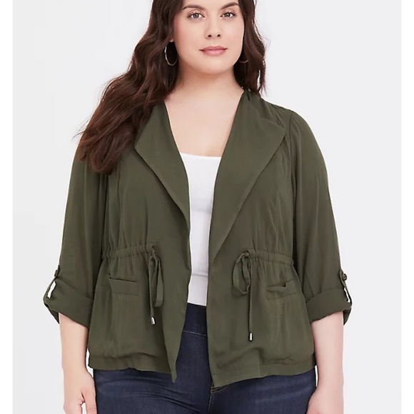 TORRID OLIVE GREEN DRAPE ANORAK SIZE 2XL - Picture 12 of 14
